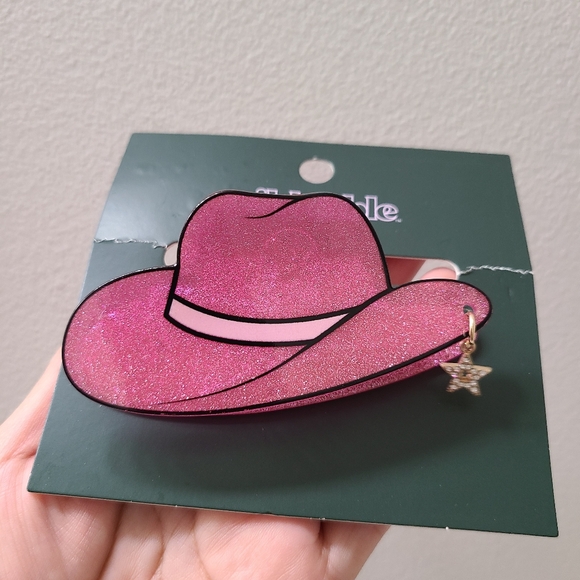 wild fable Accessories - Wild Fable Pink Glittery Cowgirl Hat Hair Claw Clip
